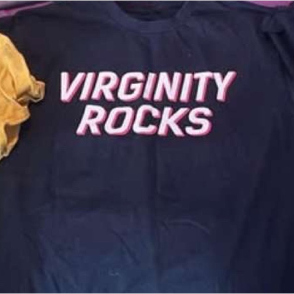 Black Virginity Rocks shirt , in good conditon